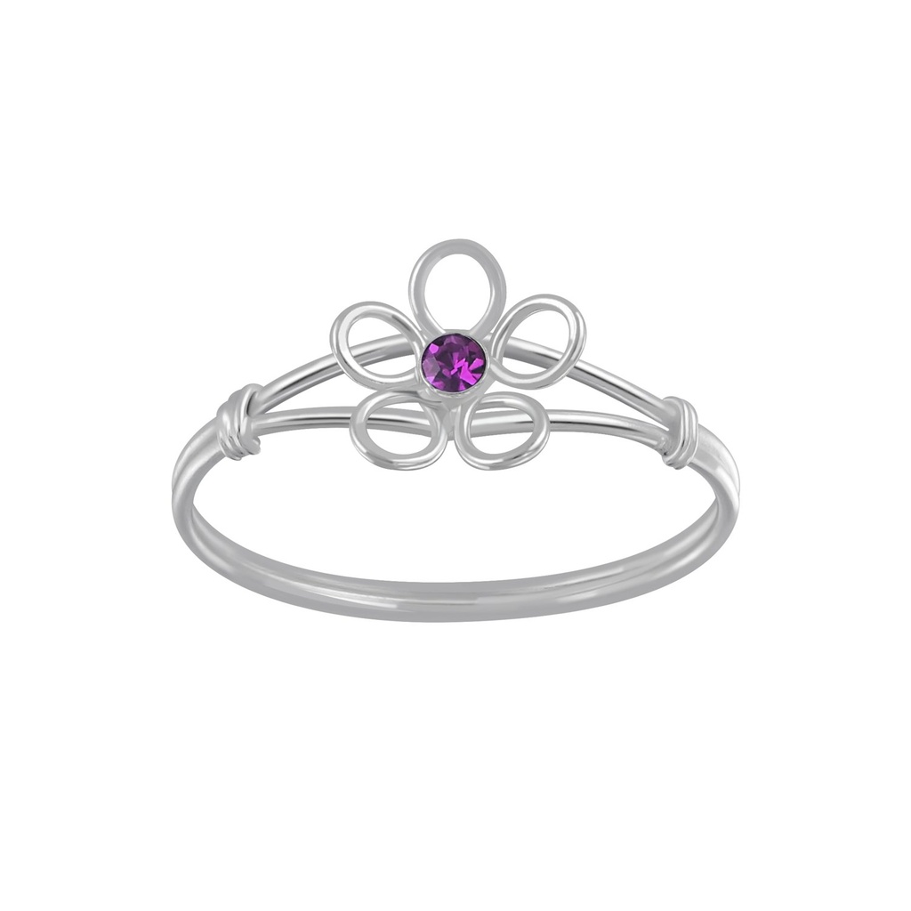 Silver Flower Crystal Ring