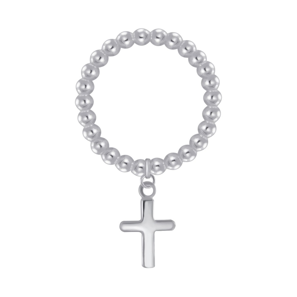 Silver Cross Ball Adjustable Ring
