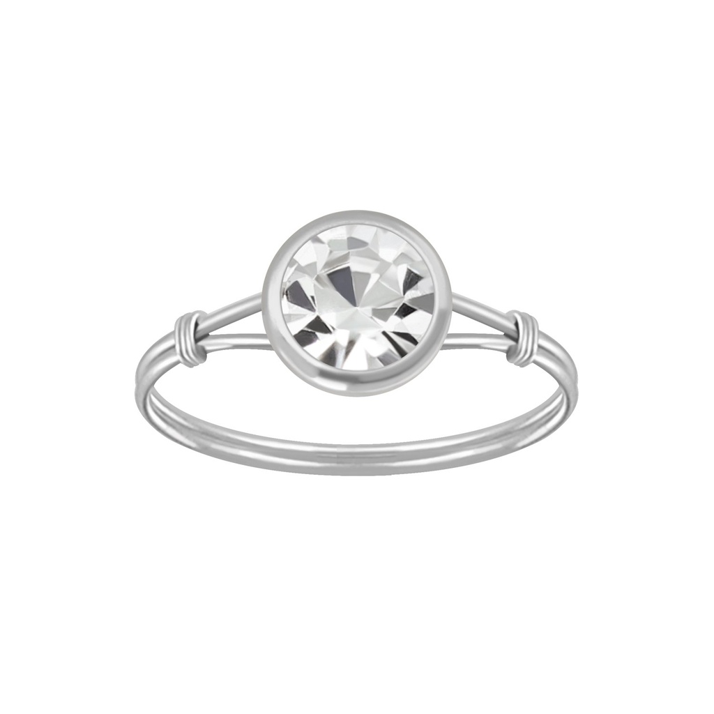[10004544] Bague solitaire fait main en argent (EU 52 / US 6)