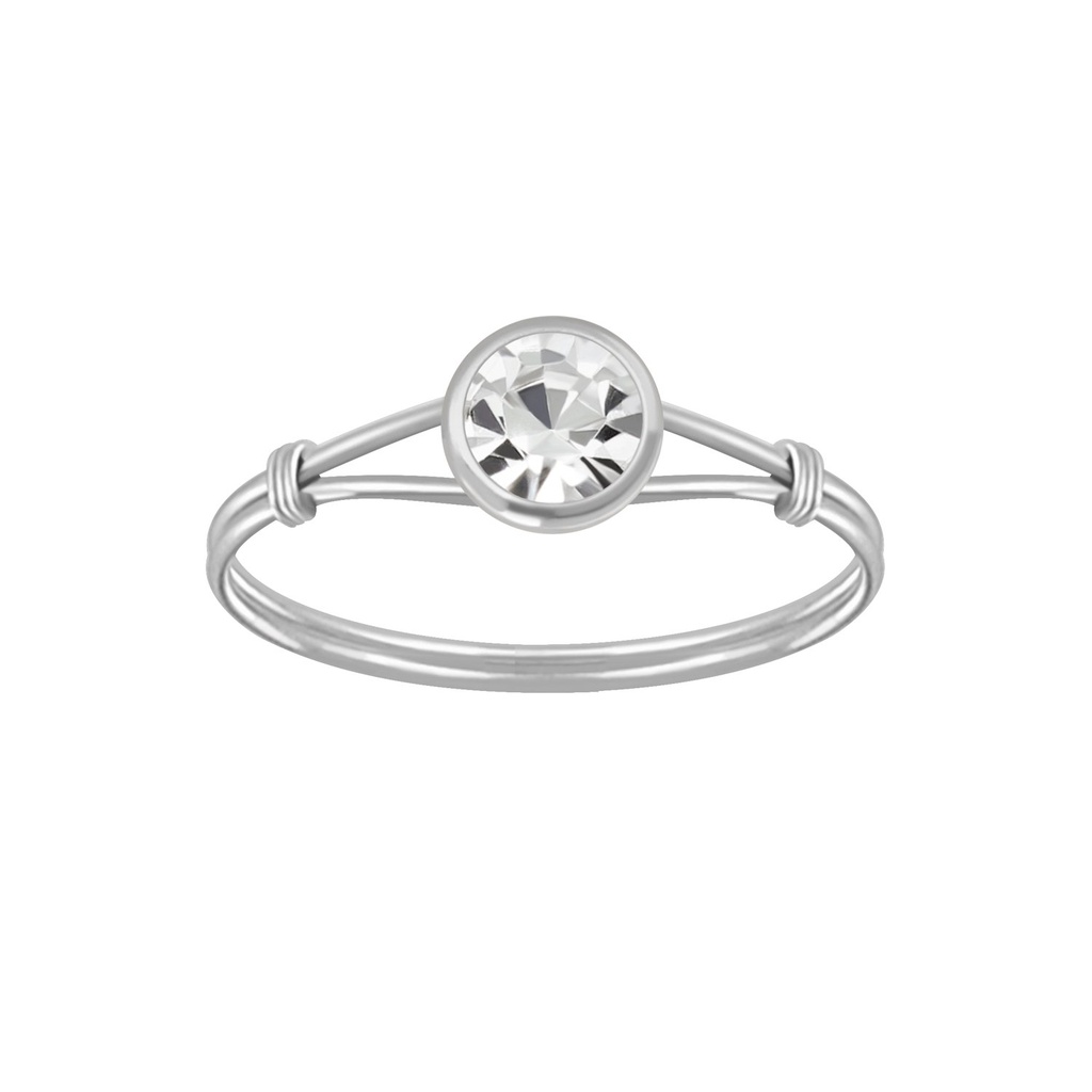 [10004517] Silver Handmade Solitaire Ring (EU 52 / US 6)