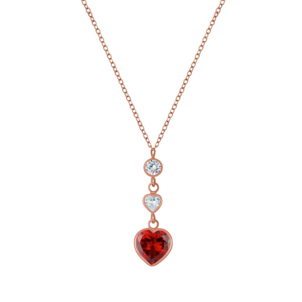 [10004477] Silver Heart Cubic Zirconia Necklace