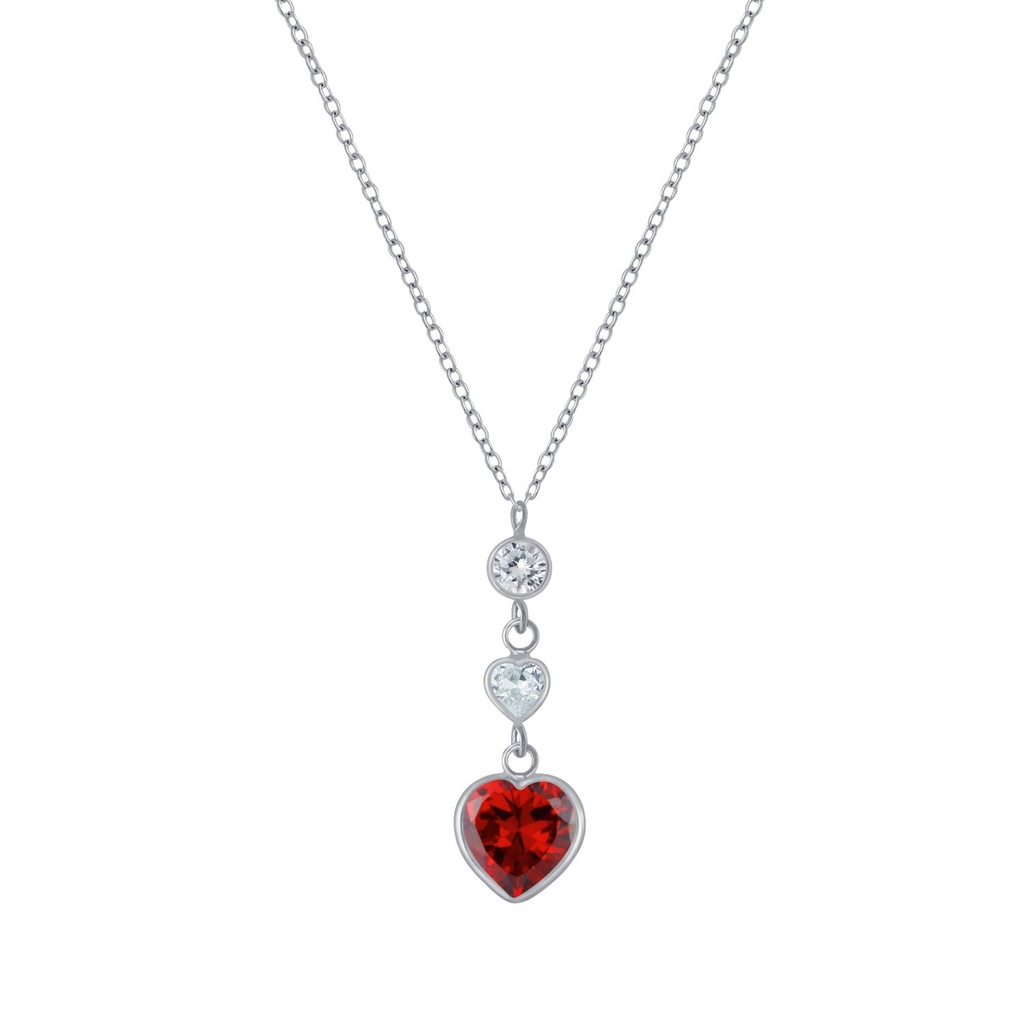 [10004475] Silver Heart Cubic Zirconia Necklace