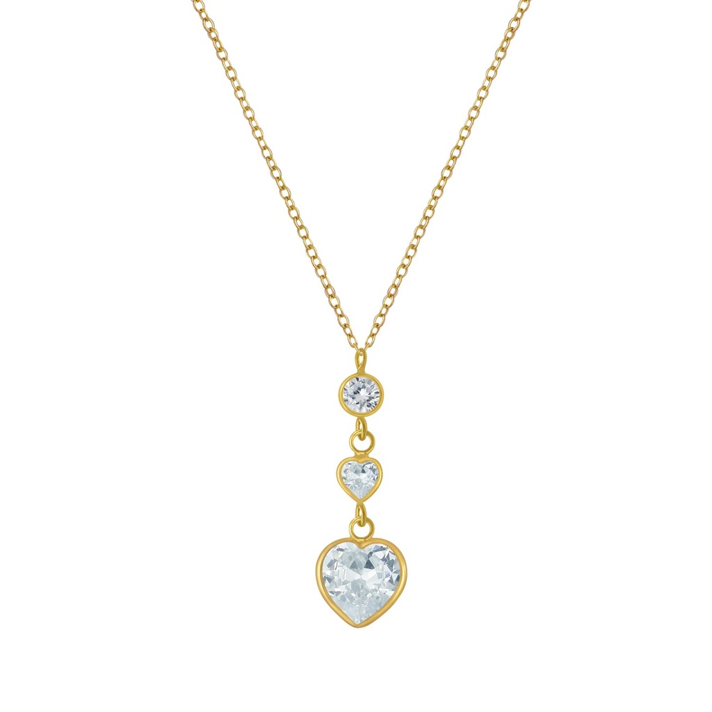 [10004473] Silver Heart Cubic Zirconia Necklace