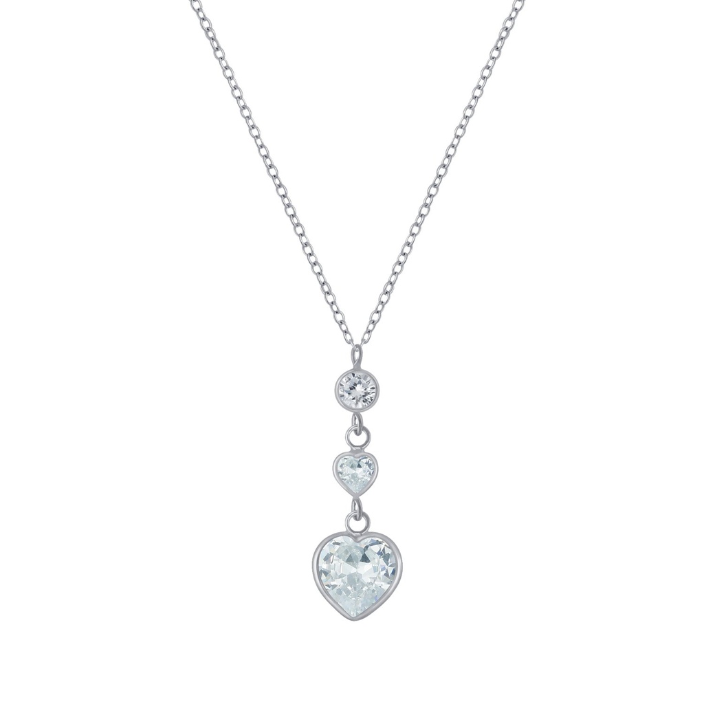 [10004472] Silver Heart Cubic Zirconia Necklace