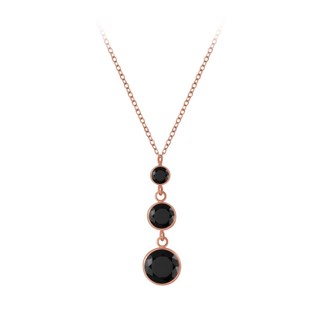 [10004470] Silver Round Cubic Zirconia Necklace (Black)