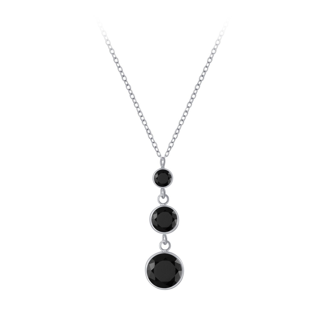 [10004465] Collier en argent zircon rond (Black)