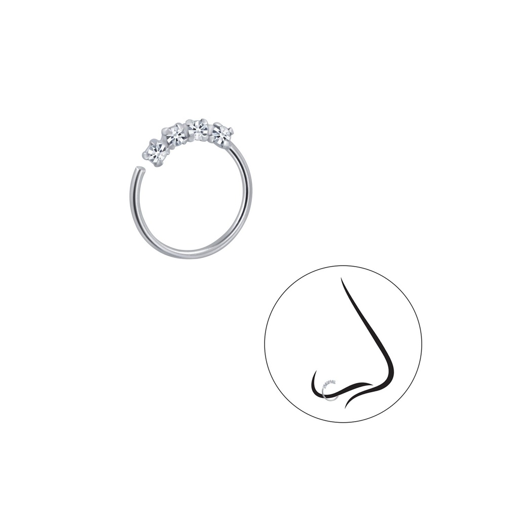 [10004445] Anneau de nez en argent cristal