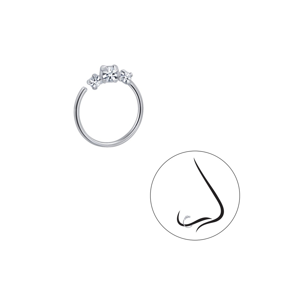 Anneau de nez en argent cristal