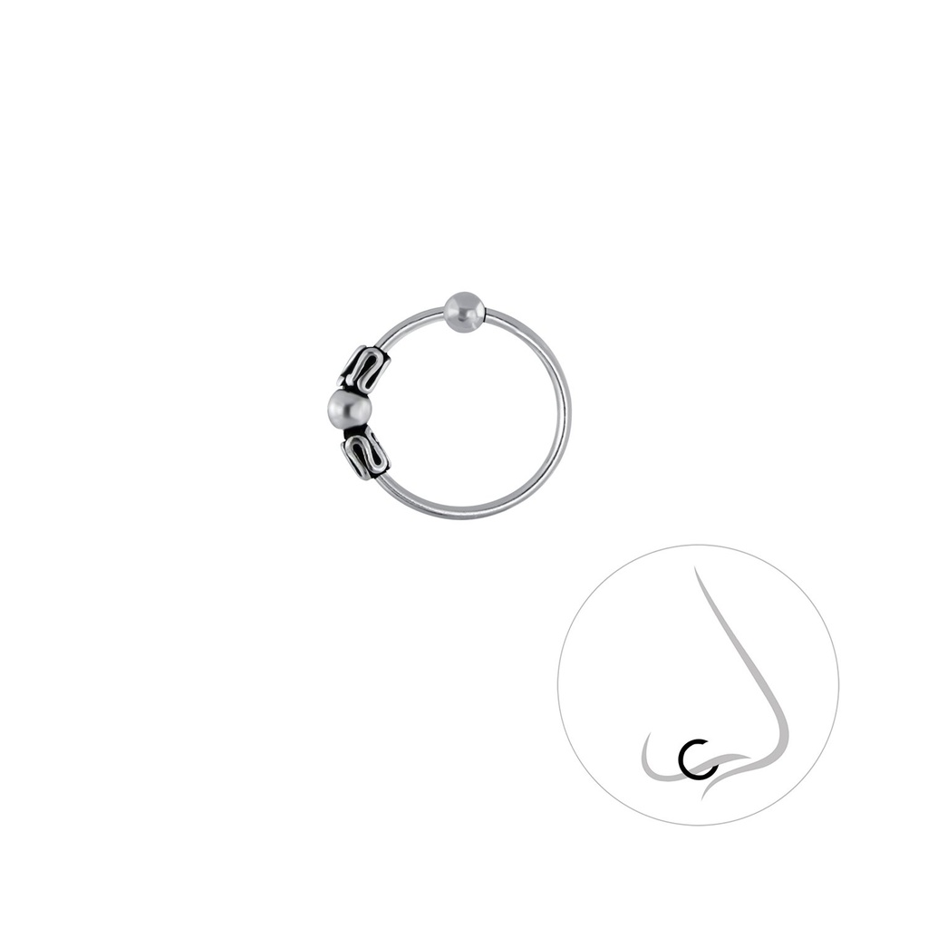 Silver Bali Ball Closure Ring