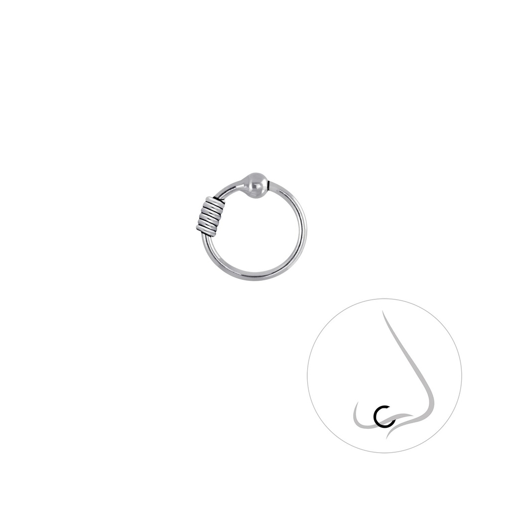 [10004434] Silver Bali Ball Closure Ring