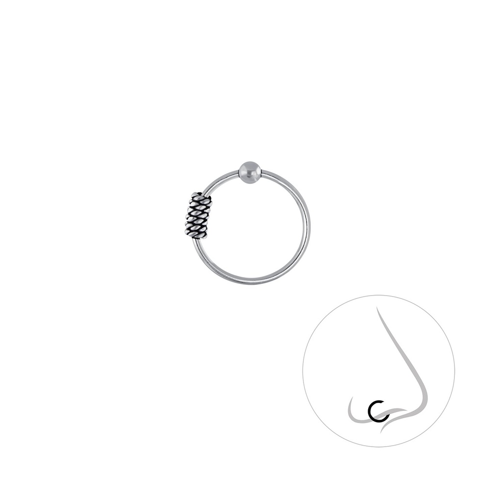 Silver Bali Ball Closure Ring