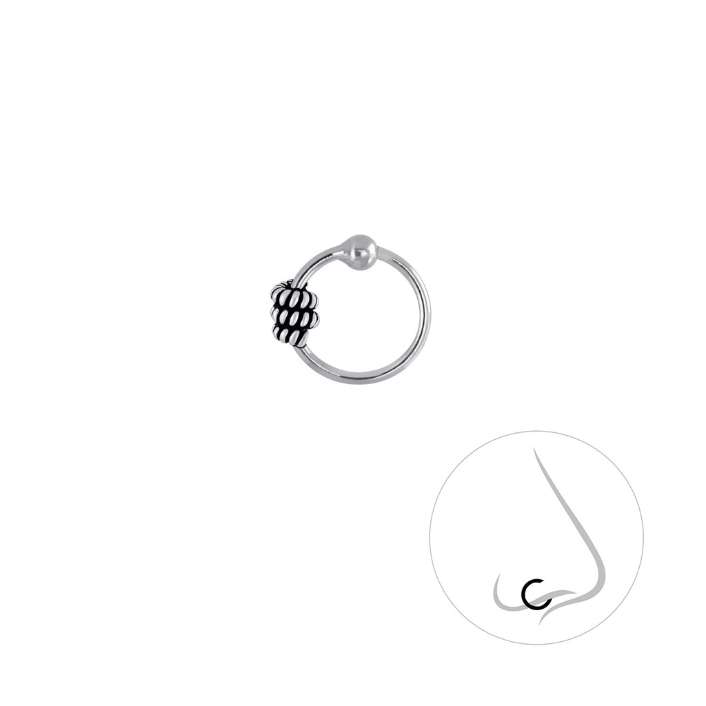 Anneau de fermeture boule Bali en argent