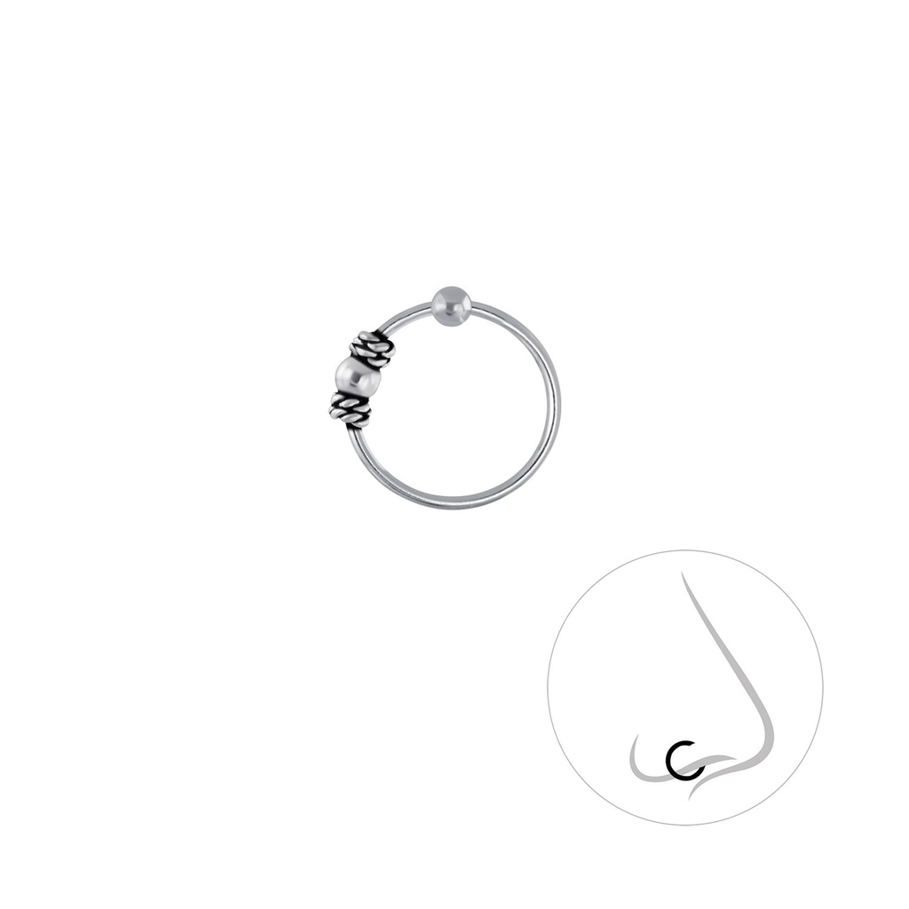 [10004418] Silver Bali Ball Closure Ring