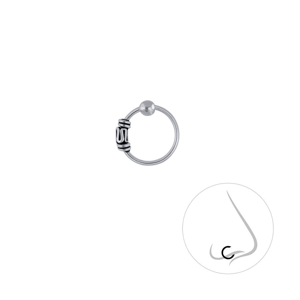 [10004390] Silver Bali Ball Closure Ring