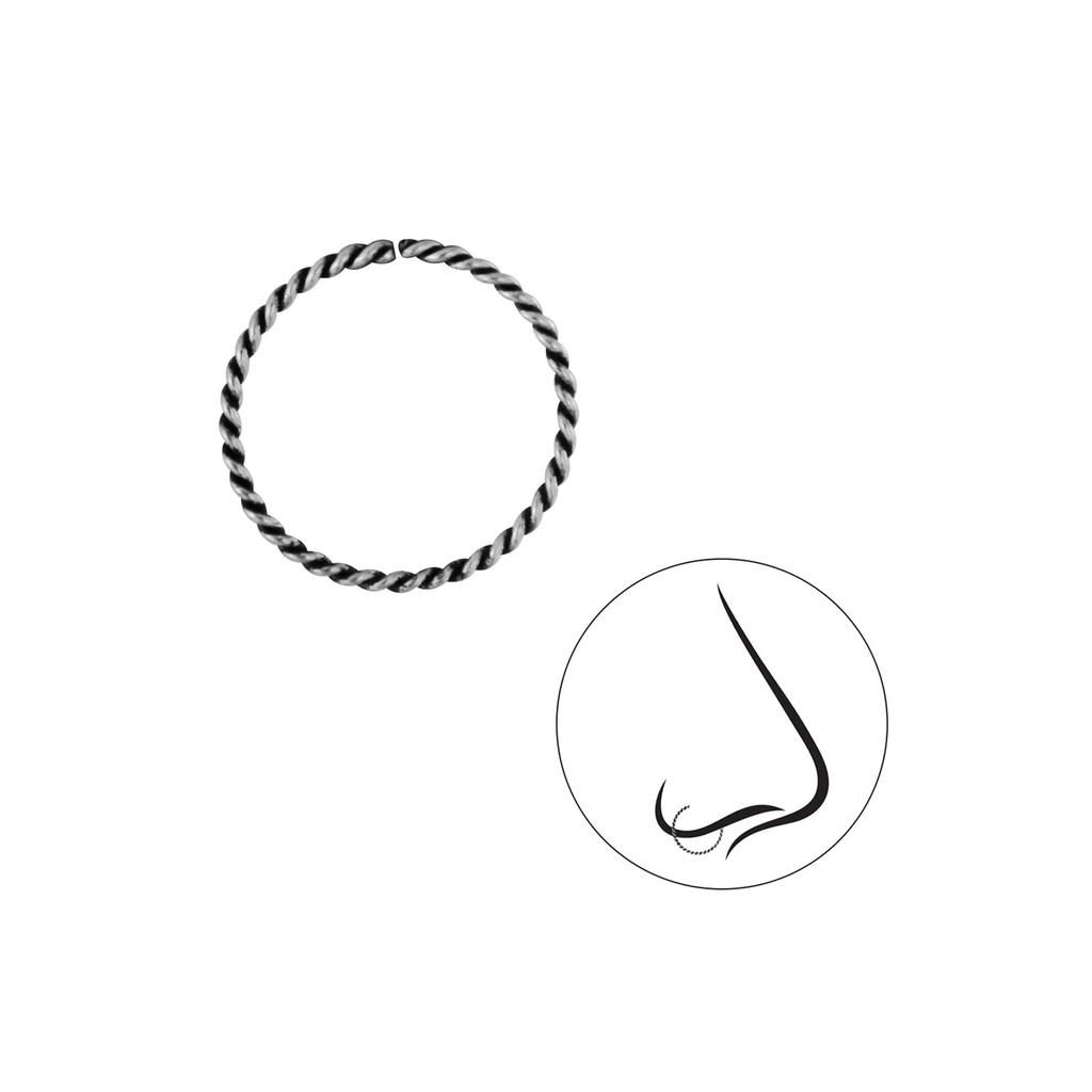 Bague torsadée continue en argent 12 mm