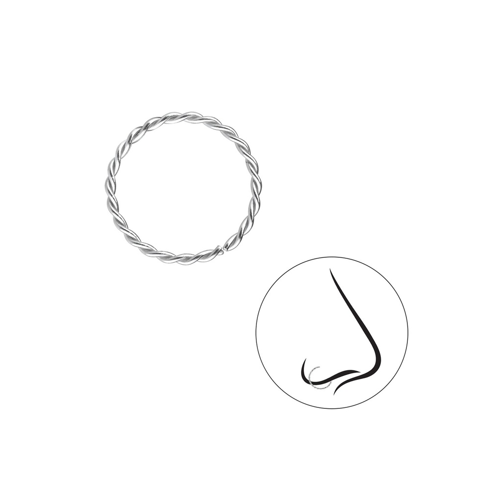 Bague torsadée continue en argent 12 mm