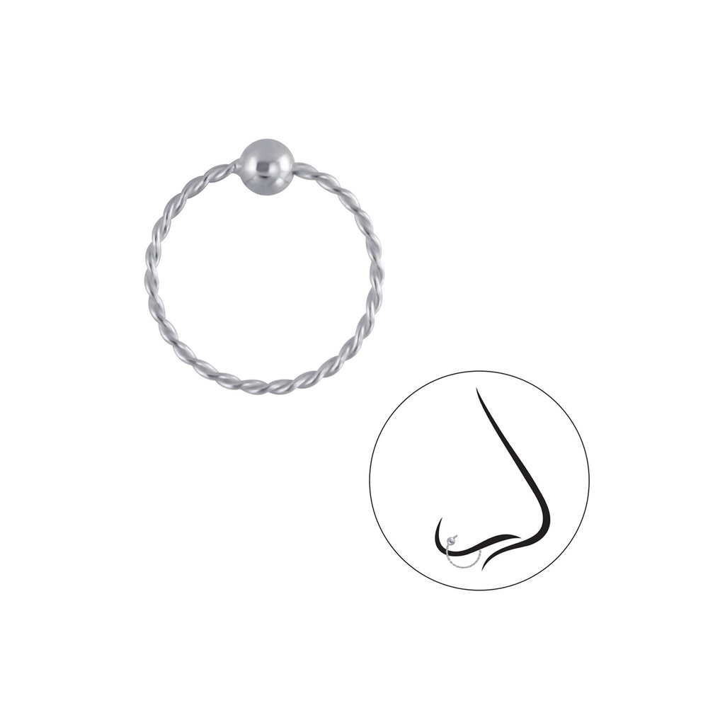 [10004380] 12mm Silver Twisted Ball Closure Ring