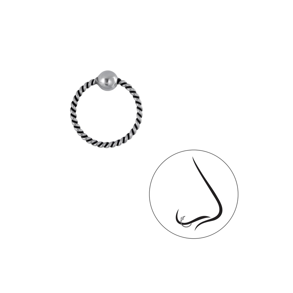 [10004379] 10mm Silver Twisted Ball Closure Ring