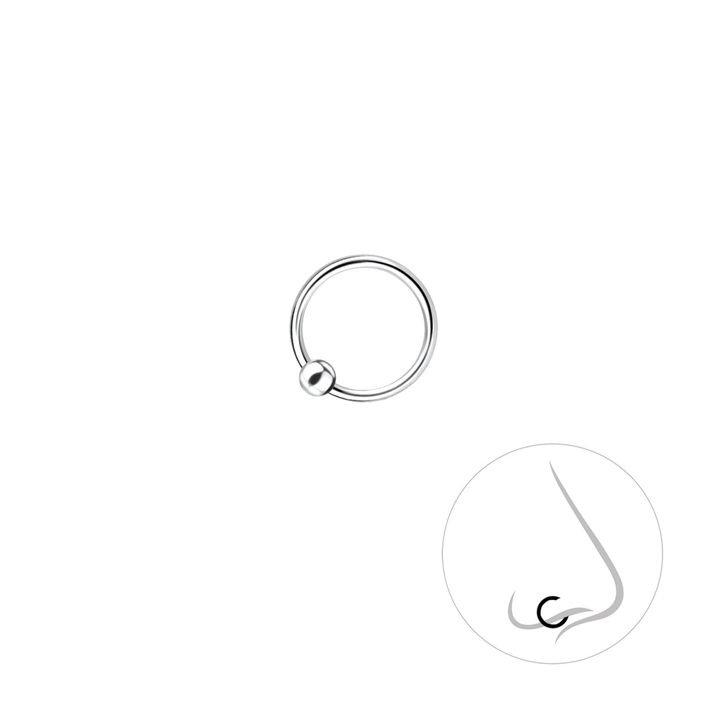 Anneau de fermeture boule en argent 8 mm