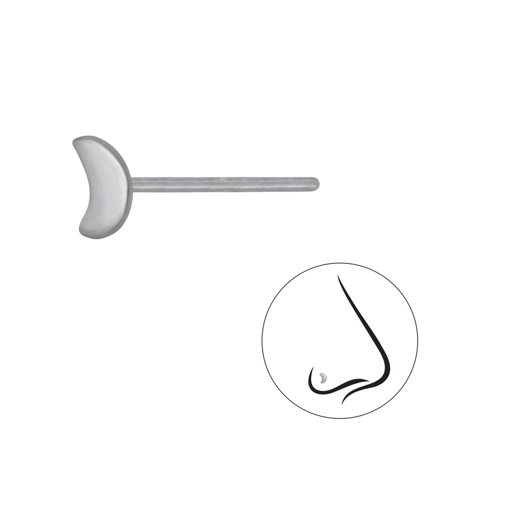 Silver Half Moon Nose Stud