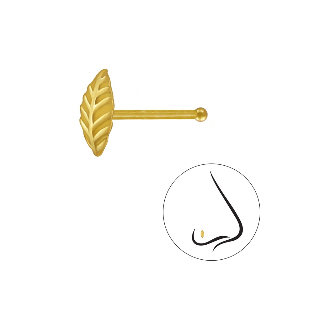 Clou de nez feuille en argent avec boule