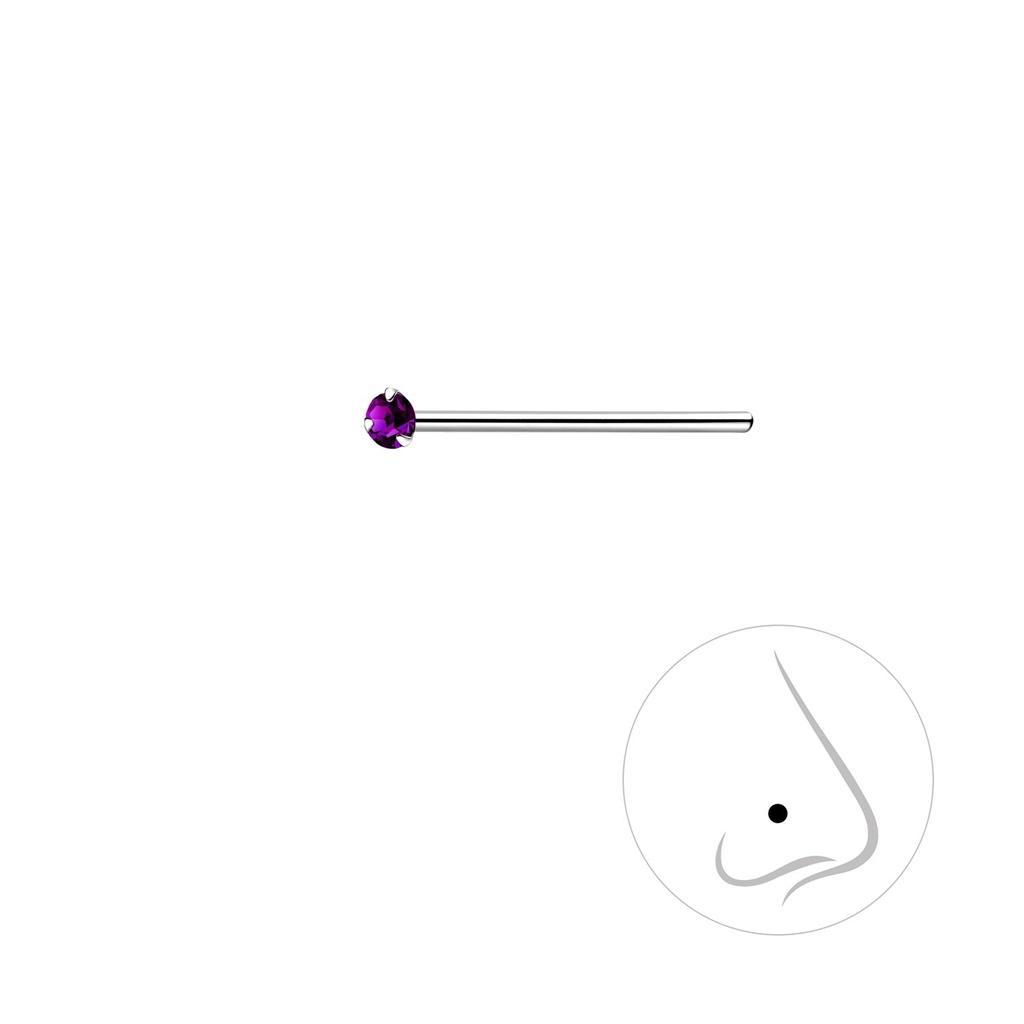 Clou de nez en argent cristal rond 1.5 mm