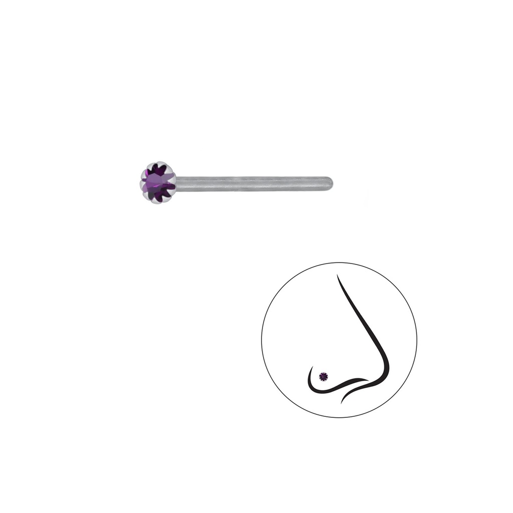 [10004289] Clou de nez en argent cristal rond 2 mm (Amethyst)