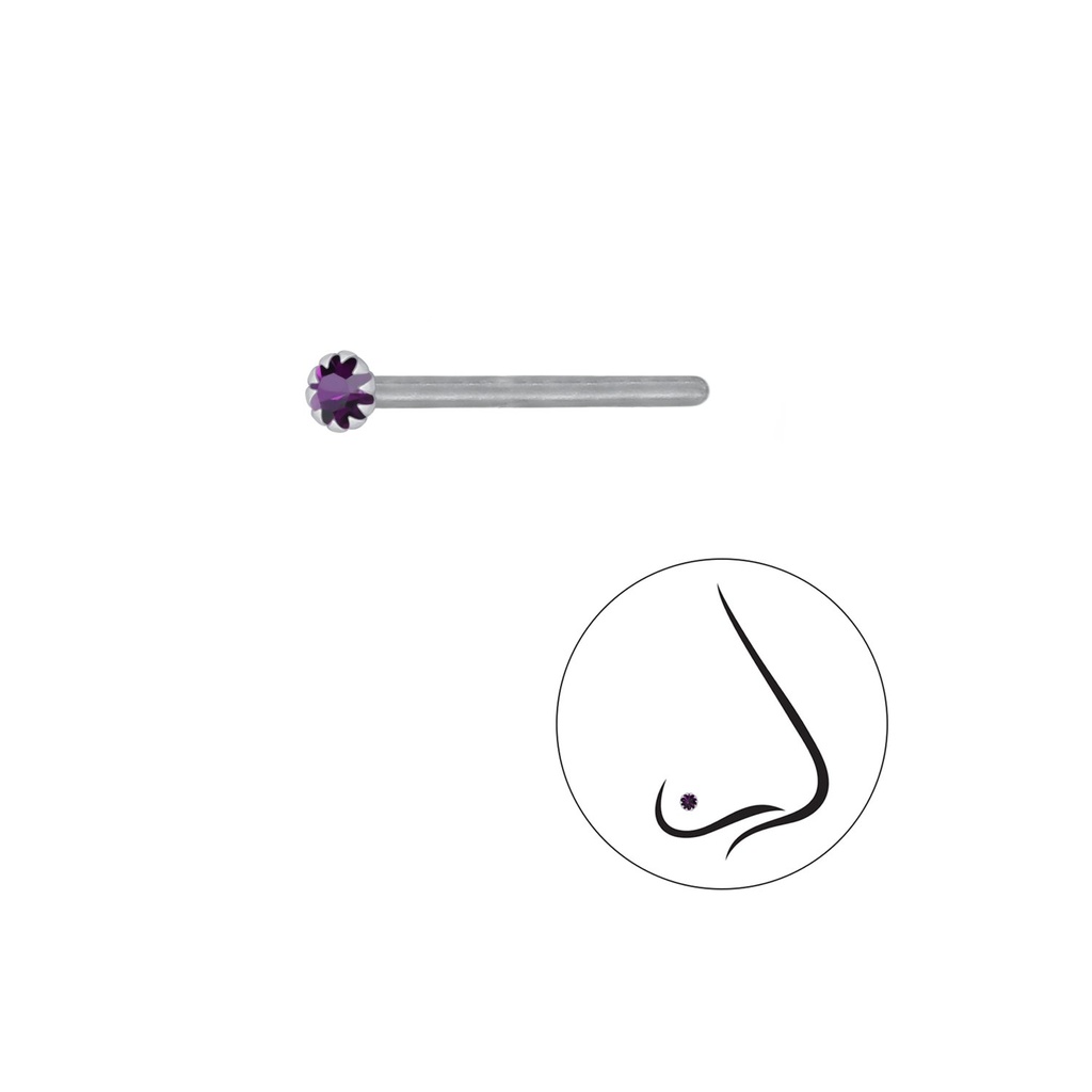 [10004272] Clou de nez en argent cristal rond 1.8 mm (Amethyst)