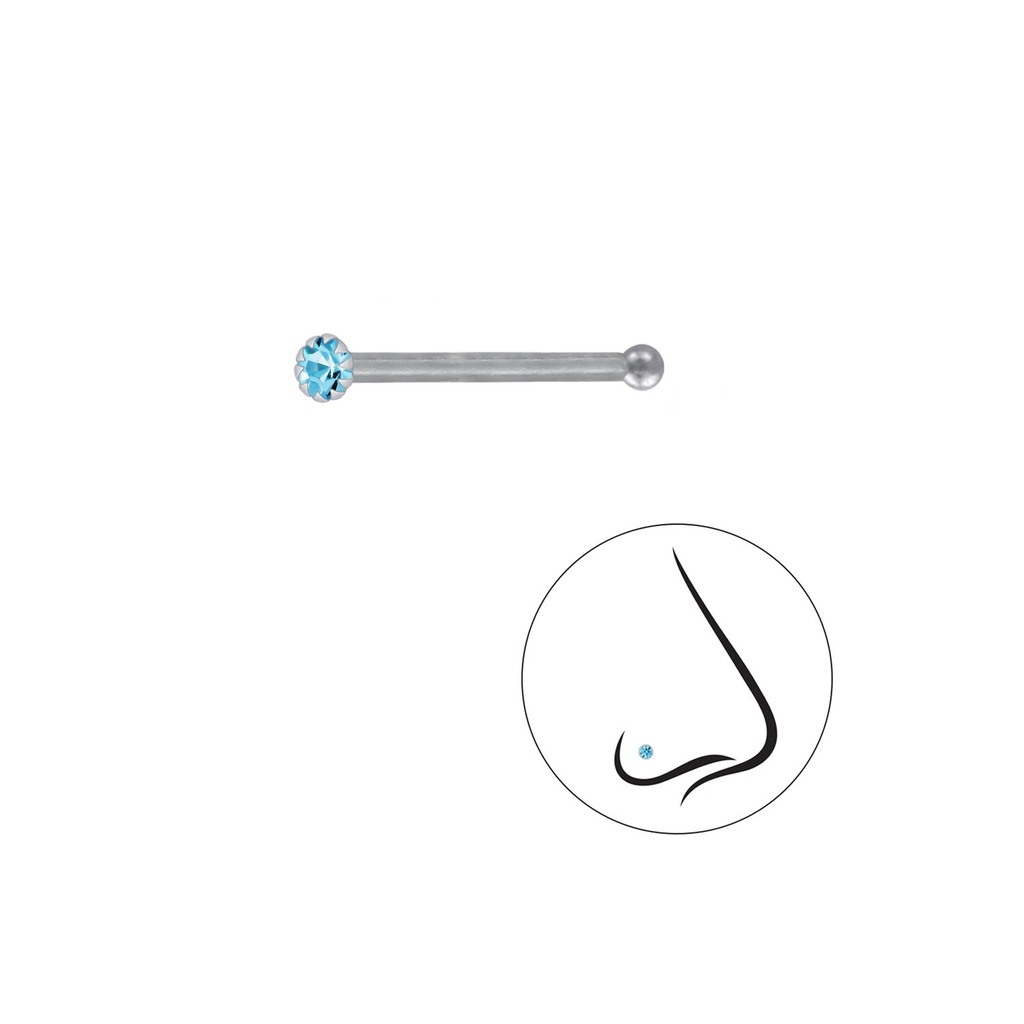 [10004267] Clou de nez en argent cristal rond 1.5 mm avec boule (Aqua Bohemica)