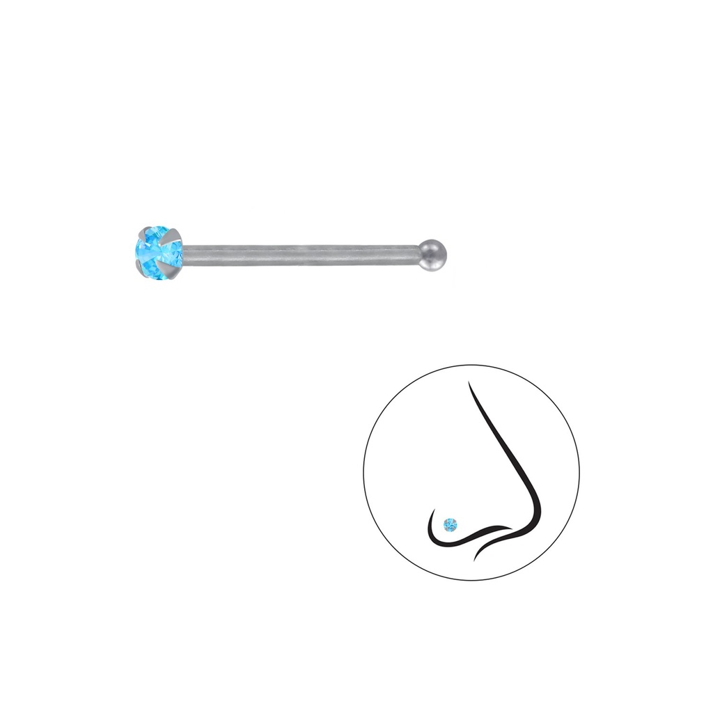 [10004243] 2mm Round Cubic Zirconia Silver Nose Stud With Ball