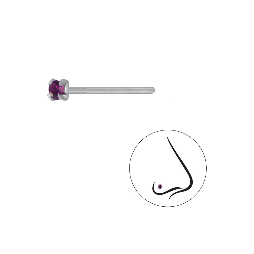 1.8mm Round Crystal Silver Nose Stud