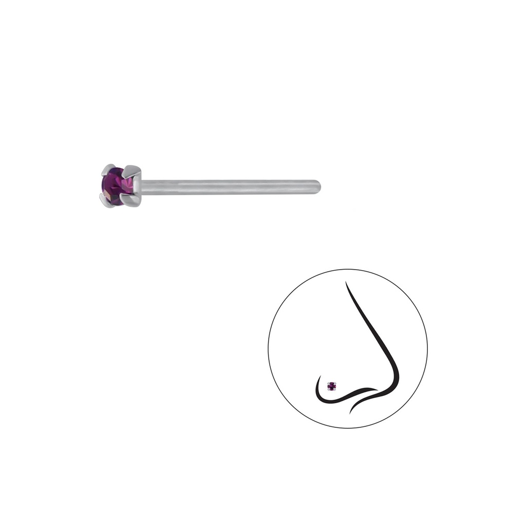 Clou de nez en argent cristal rond 1.5 mm
