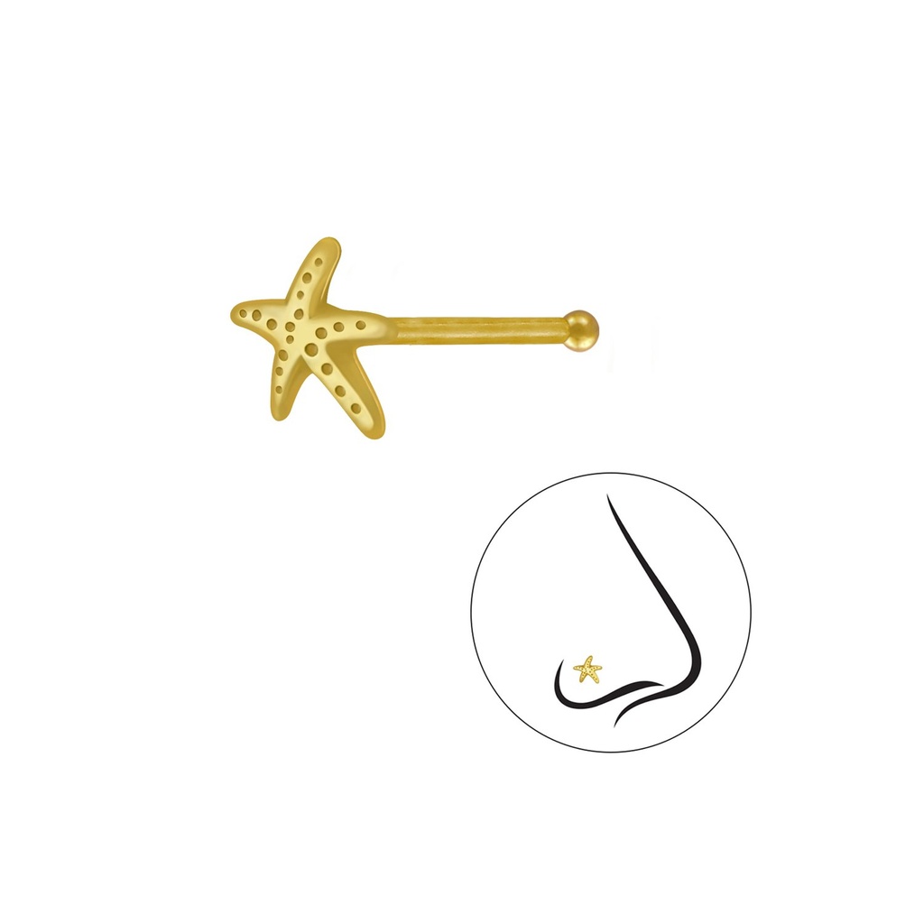 Clou de nez étoile de mer en argent avec boule