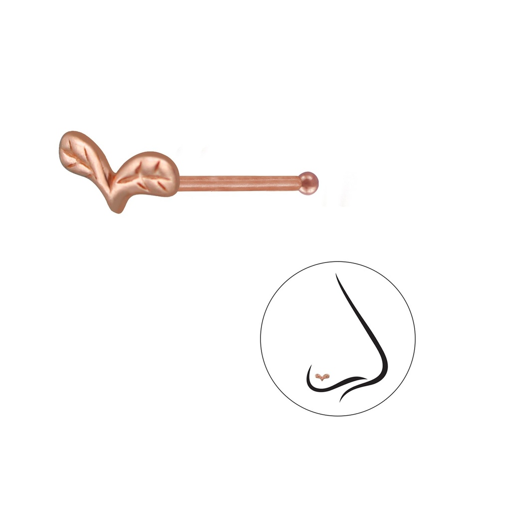 [10004165] Silver Wings Nose Stud With Ball
