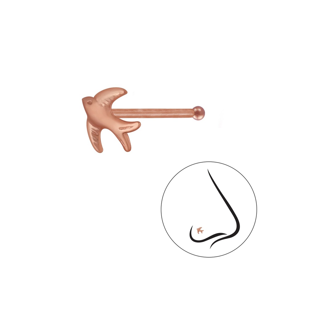 [10004156] Silver Bird Nose Stud With Ball
