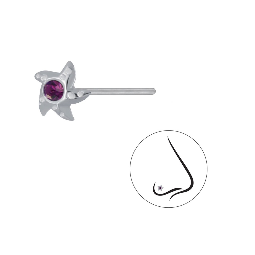 Silver StarFish Crystal Nose Stud