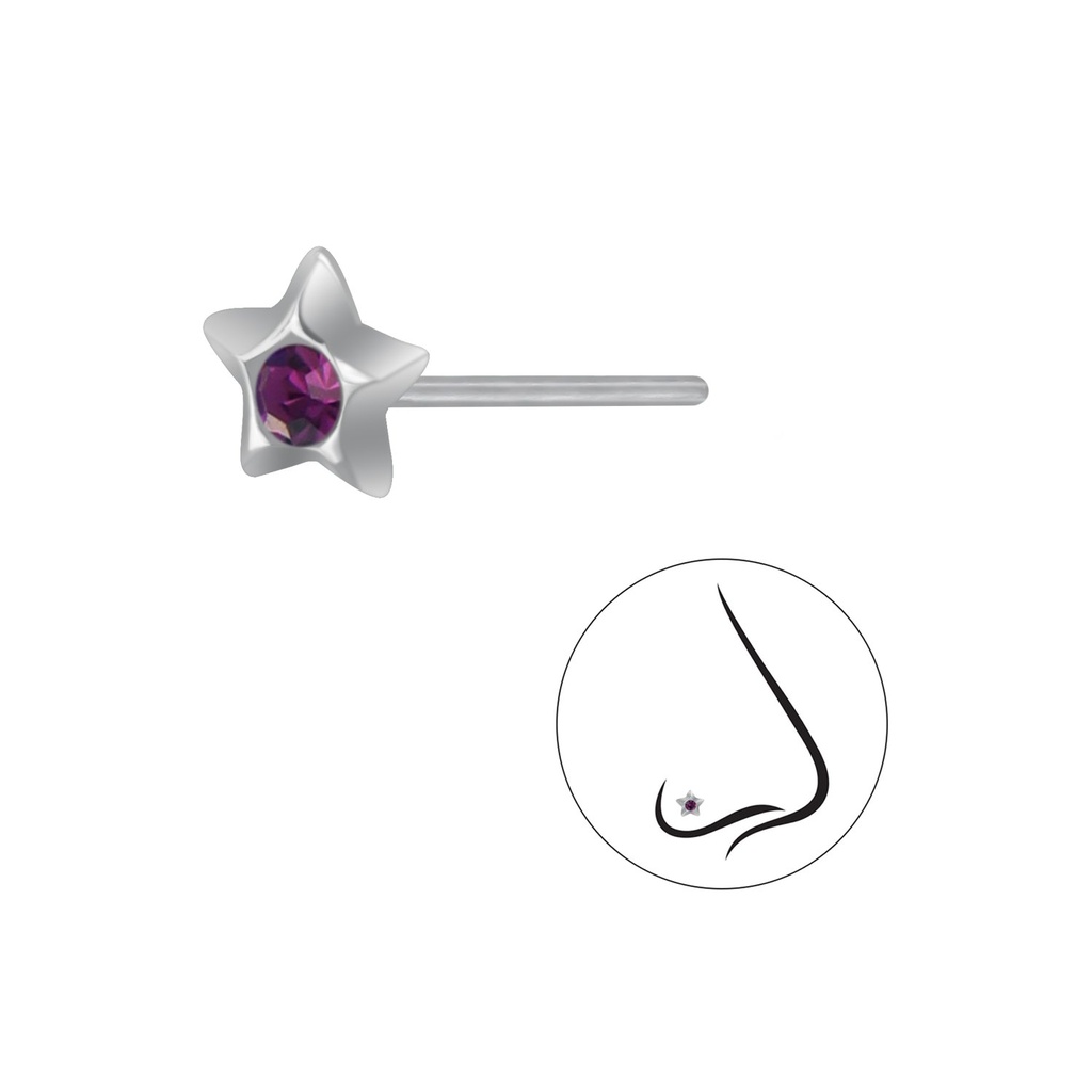Silver Star Nose Crystal Stud