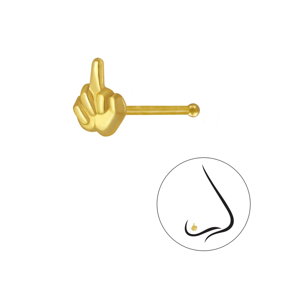 [10004060] Clou de nez doigt d'honneur en argent avec boule