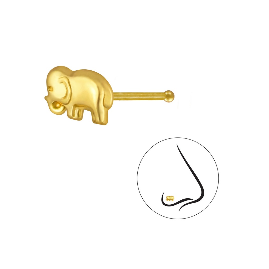 [10004057] Clou de nez éléphant en argent avec boule