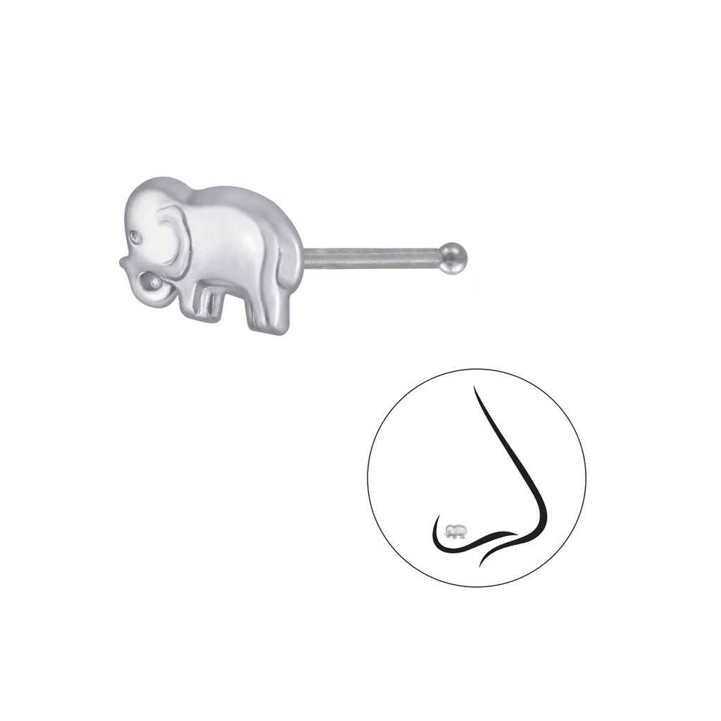 Clou de nez éléphant en argent avec boule