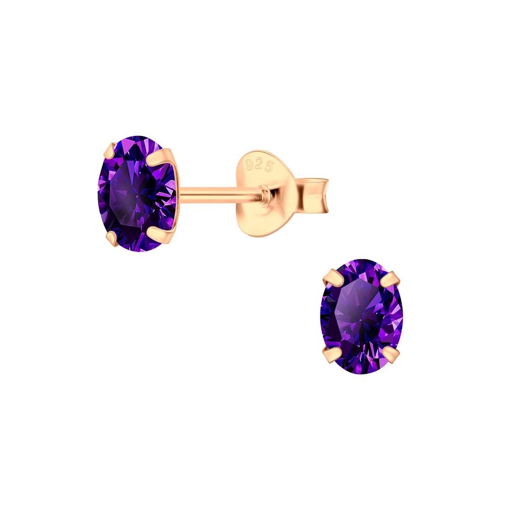 Puces d'oreilles zircon ovale 4x6 mm