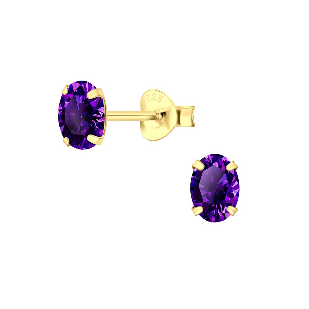 Puces d'oreilles zircon ovale 4x6 mm