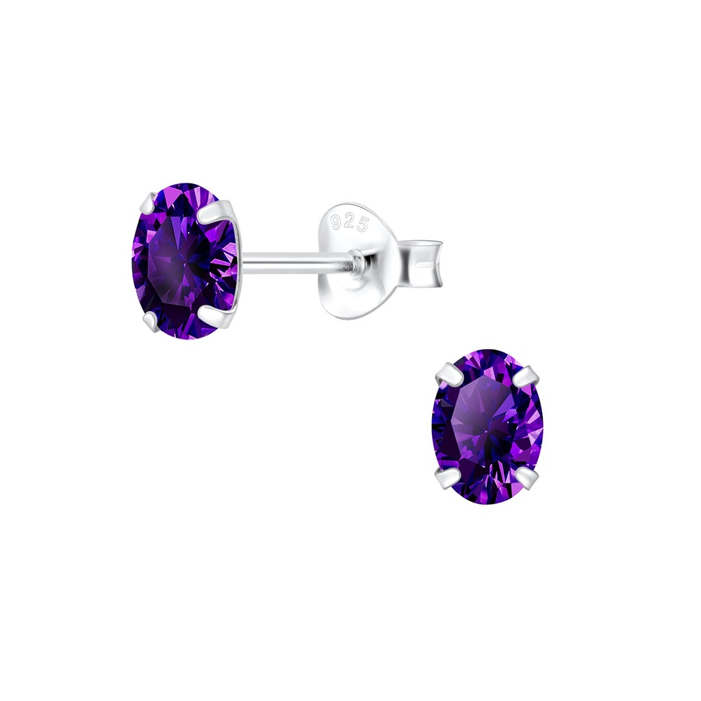 Puces d'oreilles zircon ovale 4x6 mm
