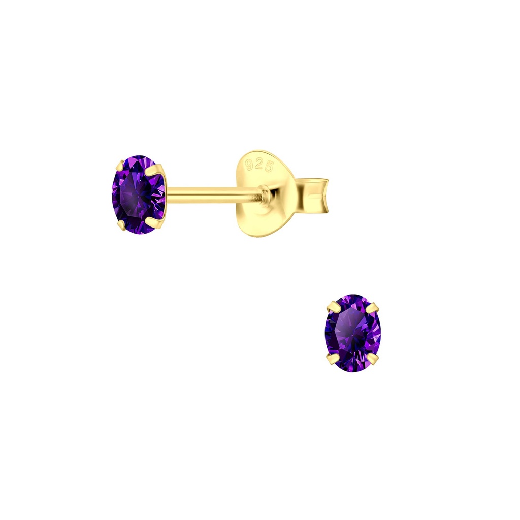 3x4mm Oval Cubic Zirconia Stud Earrings