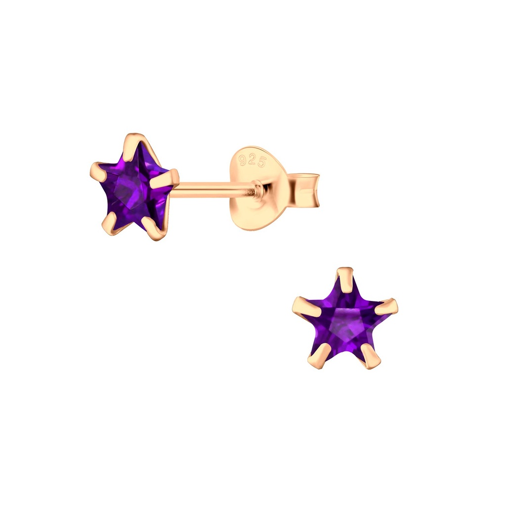5mm Star Cubic Zirconia Silver Stud Earrings