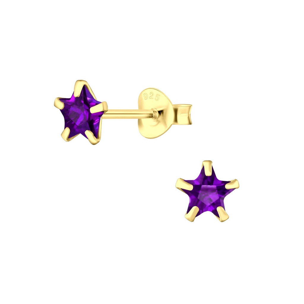 5mm Star Cubic Zirconia Silver Stud Earrings