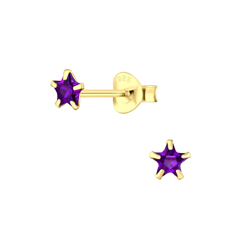 4mm Star Cubic Zirconia Silver Stud Earrings