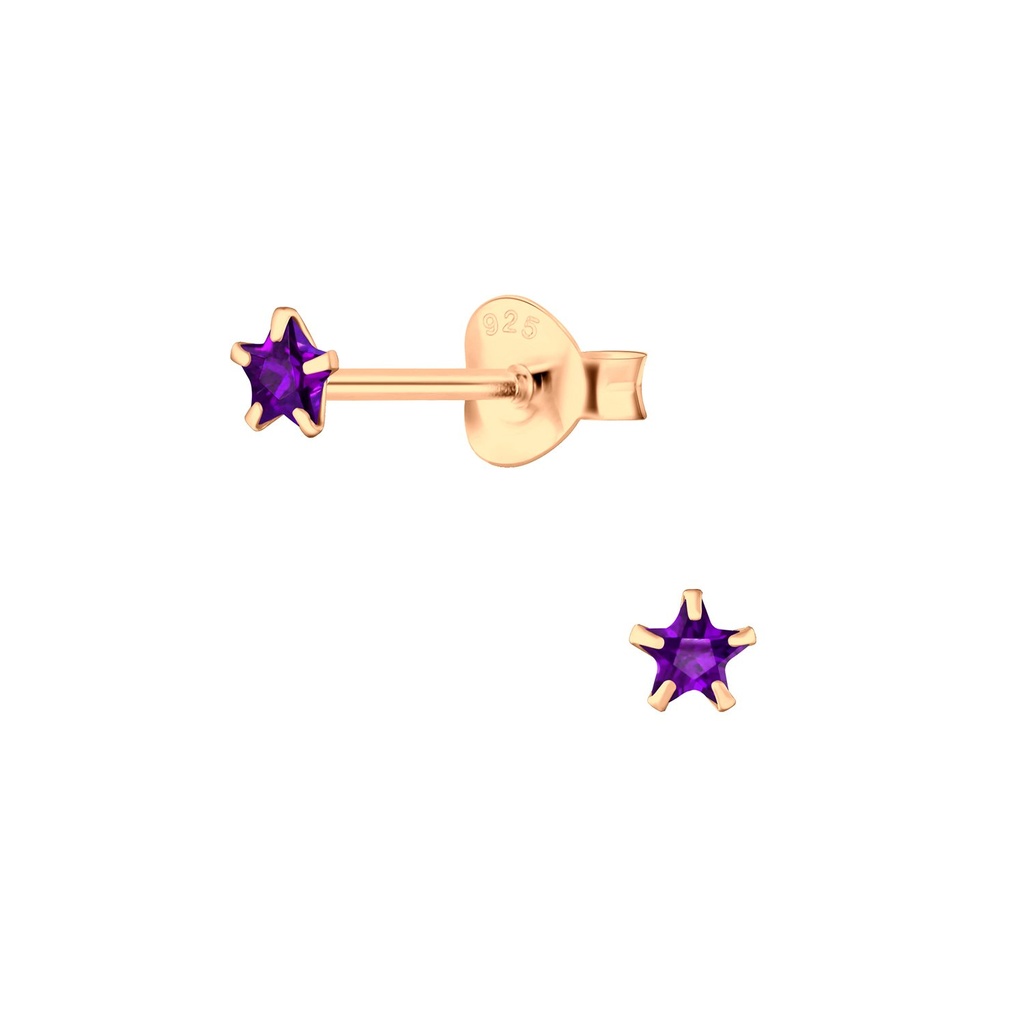 3mm Star Cubic Zirconia Silver Stud Earrings