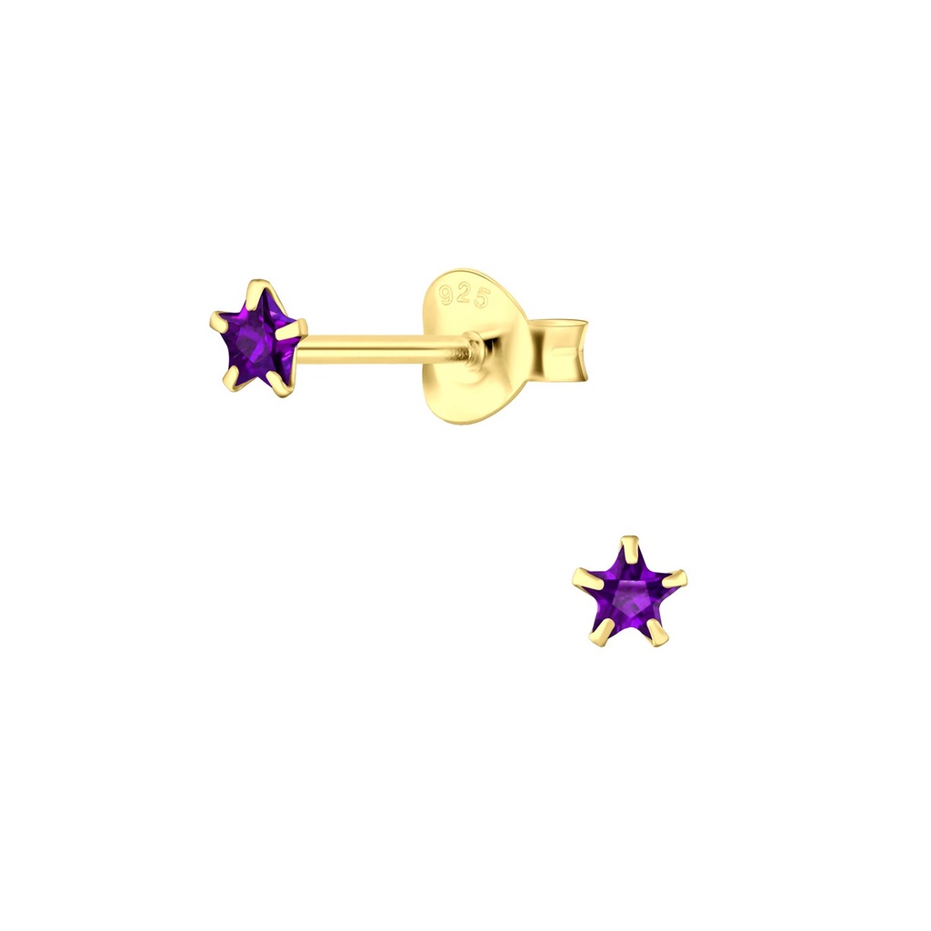 3mm Star Cubic Zirconia Silver Stud Earrings