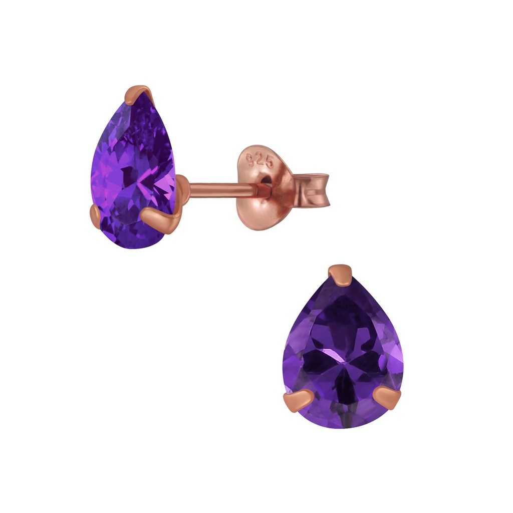 Puces d'oreilles zircon poire 6x8 mm
